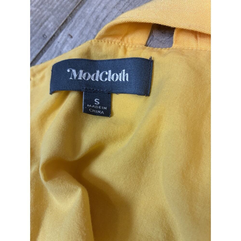 ModCloth Brilliant Motivation Yellow Dress Split Back Strap Sz S Fit & Flare - Picture 3 of 7